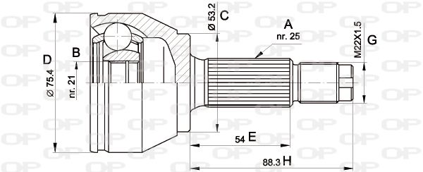 OPEN PARTS Шарнирный комплект, приводной вал CVJ5514.10